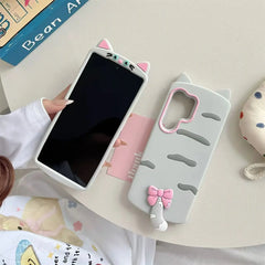 3D Cartoon Kitten Bowknot Case For Samsung Galaxy