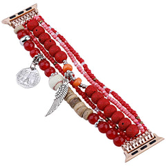 Boho Colorful Beaded Bracelet Band with Silver Charms  For Apple Watch | Jewelry Strap