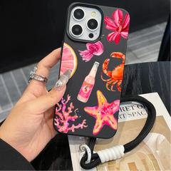 Cute Starfish Phone Case with Lanyard For iPhone