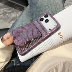 Crocodile Skin Leather with Mirror Holder Phone Case for iPhone