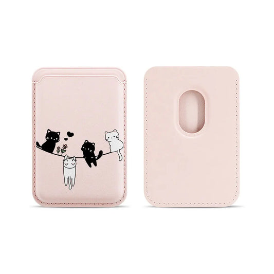 Cute Cat Print Magnetic Card Holder | MagSafe Wallet Cover
