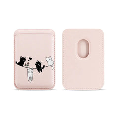 Cute Cat Print Magnetic Card Holder | MagSafe Wallet Cover