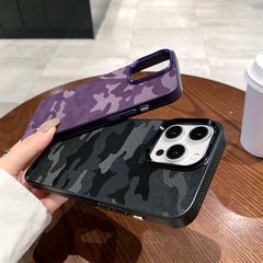 Camouflage Leather Cooling Case for iPhone | Shockproof Tactical Camo Bumper | Heat Dissipation Leather Phone Cover