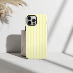 Butter Yellow Striped Phone Case iPhone | Coquette Girly Phone Cover