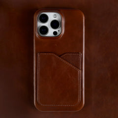 Genuine Leather with Card Slot Case For iPhone | Aesthetic Vintage Phone Back Cover