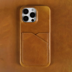 Genuine Leather with Card Slot Case For iPhone | Aesthetic Vintage Phone Back Cover