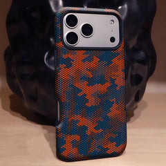 Orange Blue Camo Dual-Layer MagSafe Case  For iPhone | Tactical Double-Layer Shockproof Phone Cover