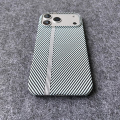 Carbon Fiber Kevlar Pattern Phone Case for iPhone | Retro Business Leather Phone Cover