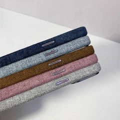 Premium Flax Linen Fabric MagSafe Case For iPhone | Textured Cotton Canvas Alloy Lens Phone Cover