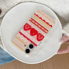 Cute Girly Strawberry Shockproof Protective Phone Case for iPhone