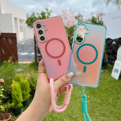 Laser Gradient Magnetic Lanyard Shockproof Case for Samsung Galaxy