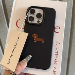 Minimalist Brown Dachshund Dog Phone Case For iPhone | Soft TPU Cover