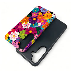 Floral Phone Case with Matching Magnetic Grip For Samsung Galaxy | Colorful Groovy Flower Phone Cover