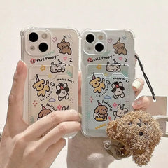 Cute Dog and Cat Phone Case For IPhone | Card Wallet Phone Cover