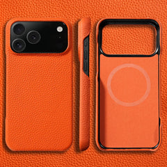 Cowhide Leather Magnetic Magsafe Phone Case for iPhone