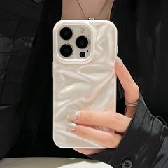Pearl White Textured Case For iPhone | Stylish Glossy Soft TPU Phone Back Cover