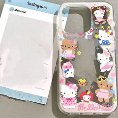 Cute Hello Kitty with Holder Phone Case For iPhone | Clear TPU Cover