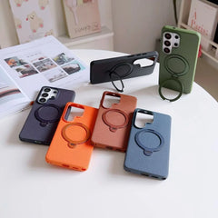 Tech-Woven Fabric Magnetic Phone Case | 360° Ring Stand & MagSafe Compatible Back Cover for Samsung Galaxy