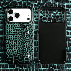 Leather Case With Card Holder For iPhone | Crocodile Pattern
