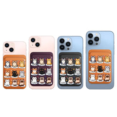 Cute Mosaic Cat Pattern Magnetic Card Holder | MagSafe Wallet Cover