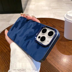 Camouflage Leather Cooling Case for iPhone | Shockproof Tactical Camo Bumper | Heat Dissipation Leather Phone Cover