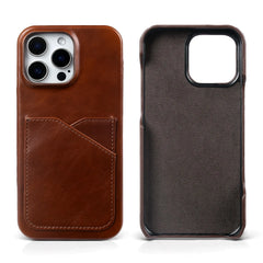 Genuine Leather with Card Slot Case For iPhone | Aesthetic Vintage Phone Back Cover