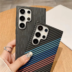 Thin Magnetic Carbon Fiber Texture Case For Samsung Galaxy