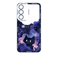 Artistic Black Cat Starry Phone Case For Samsung Galaxy