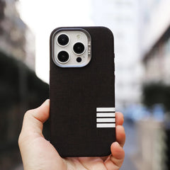 Premium Flax Linen Fabric MagSafe Case For iPhone | Textured Cotton Canvas Alloy Lens Phone Cover