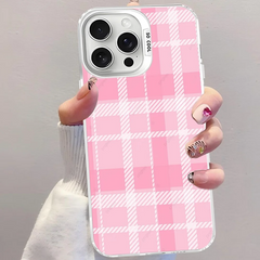Cute Pink Grid Phone Case For iPhone