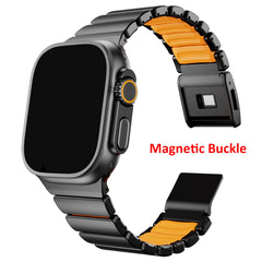 Stainless Steel Silicone Band for Apple Watch | Metal Bracelet for iWatch | Magnetic buckle strap |