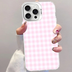 Cute Pink Grid Phone Case For iPhone