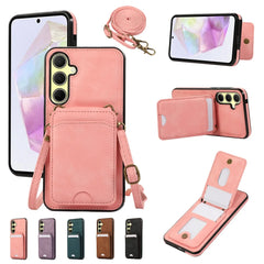 Leather Wallet Case with Shoulder Lanyard Strap for Samsung Galaxy | Built-in Stand Cover