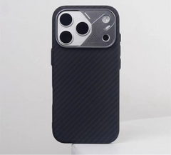 Carbon Fiber Texture Case for iPhone | Alloy Lens MagSafe Phone Cover