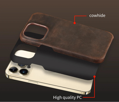 Retro Cowhide Phone Case for iPhone | Leather Phone Cover