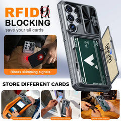Rugged Full Body Wallet Case For Samsung Galaxy S26 Ultra | 4-Card Holder | Camera Shield | Kickstand