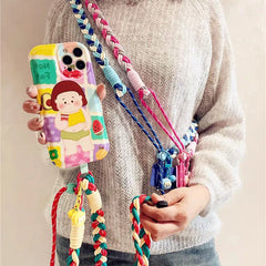 Hand-Woven Crossbody Phone Lanyard Strap | Creative Multi-Color Braided Cellphone Shoulder Neck Cord with Universal Case Insert Tab