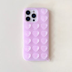 Trendy 3D Heart Suction Cup iPhone Case | Soft Silicone Hands-Free Mirror Selfie Cover