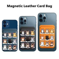 Cute Mosaic Cat Pattern Magnetic Card Holder | MagSafe Wallet Cover