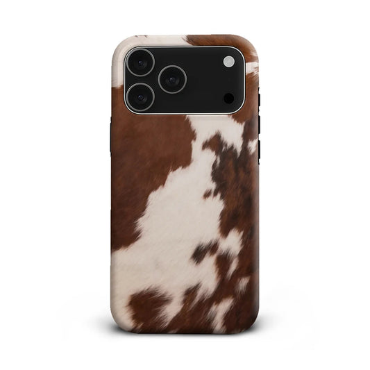 Brown & White Cowhide Case for iPhone | Double-layer Back Cover