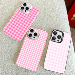 Cute Pink Grid Phone Case For iPhone