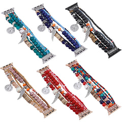 Boho Colorful Beaded Bracelet Band with Silver Charms  For Apple Watch | Jewelry Strap