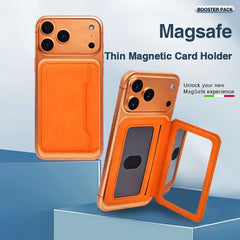 Magnetic Thin Leather Wallet for Phone | Card Holder with Makeup Mirror | MagSafe Wallet