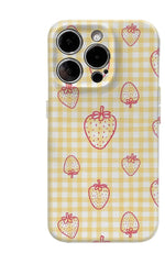 Girly Yellow Strawberry Phone Case for iPhone | Double-layer Tough Case | Magnetic Phone Case
