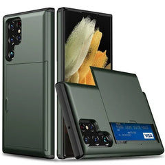 Heavy Duty Shockproof Phone Case With Card Holder Cover For Samsung Galaxy