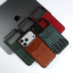 Leather Case With Card Holder For iPhone | Crocodile Pattern