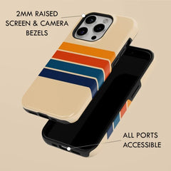 Magnetic Retro Stripe Case for iPhone | Shockproof Hard Acrylic Protective Cover