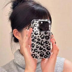 Glittered Leopard Print Phone Case For iPhone | Soft TPU Shockproof Cover