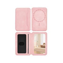Magnetic Thin Leather Wallet for Phone | Card Holder with Makeup Mirror | MagSafe Wallet