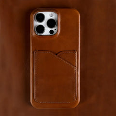 Genuine Leather with Card Slot Case For iPhone | Aesthetic Vintage Phone Back Cover